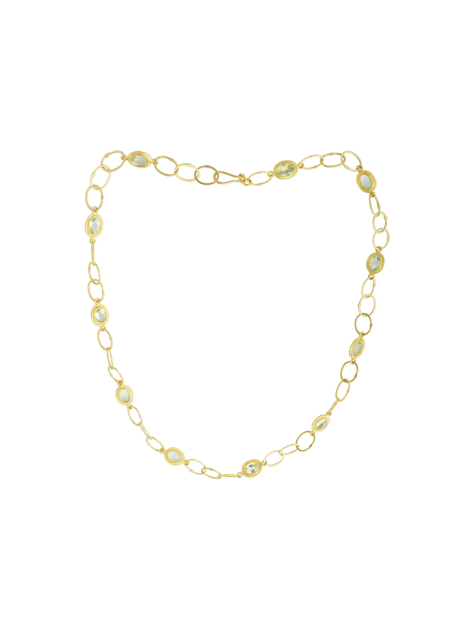 Aquamarine oval link chain necklace